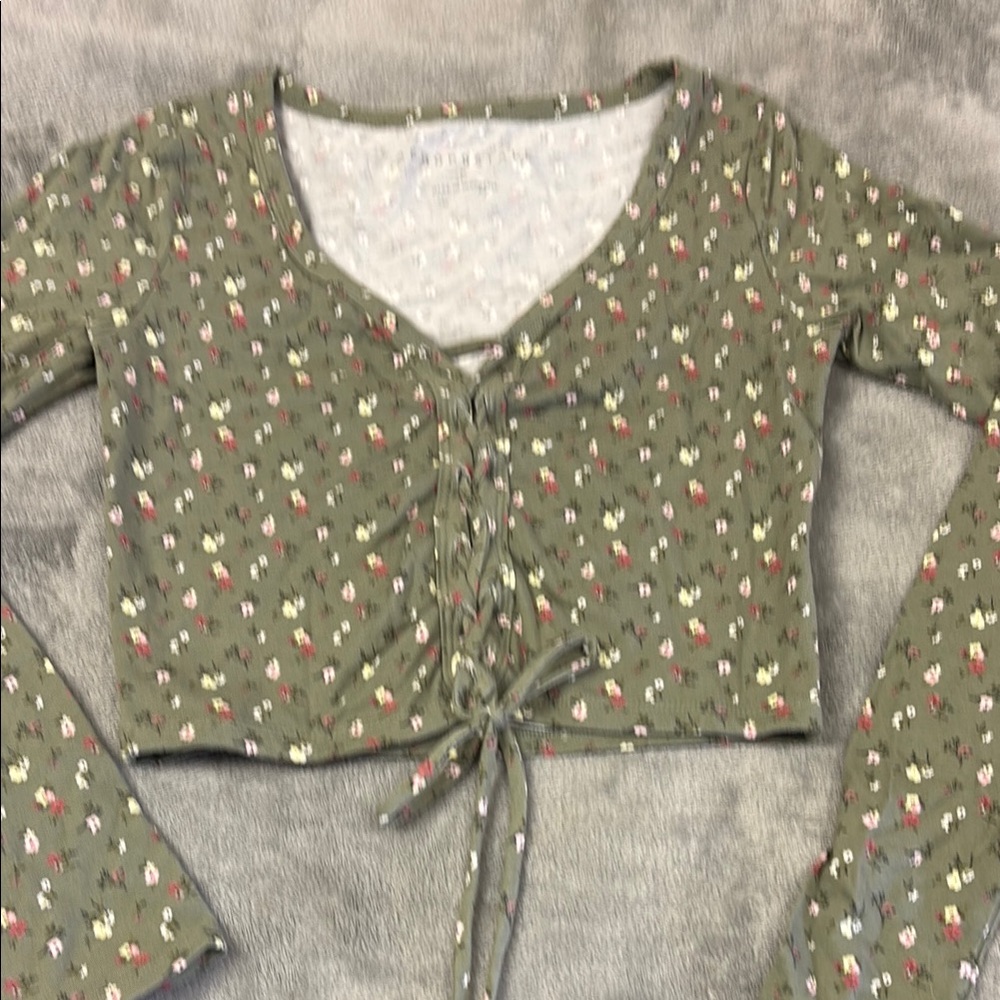 Floral Green Crop Top